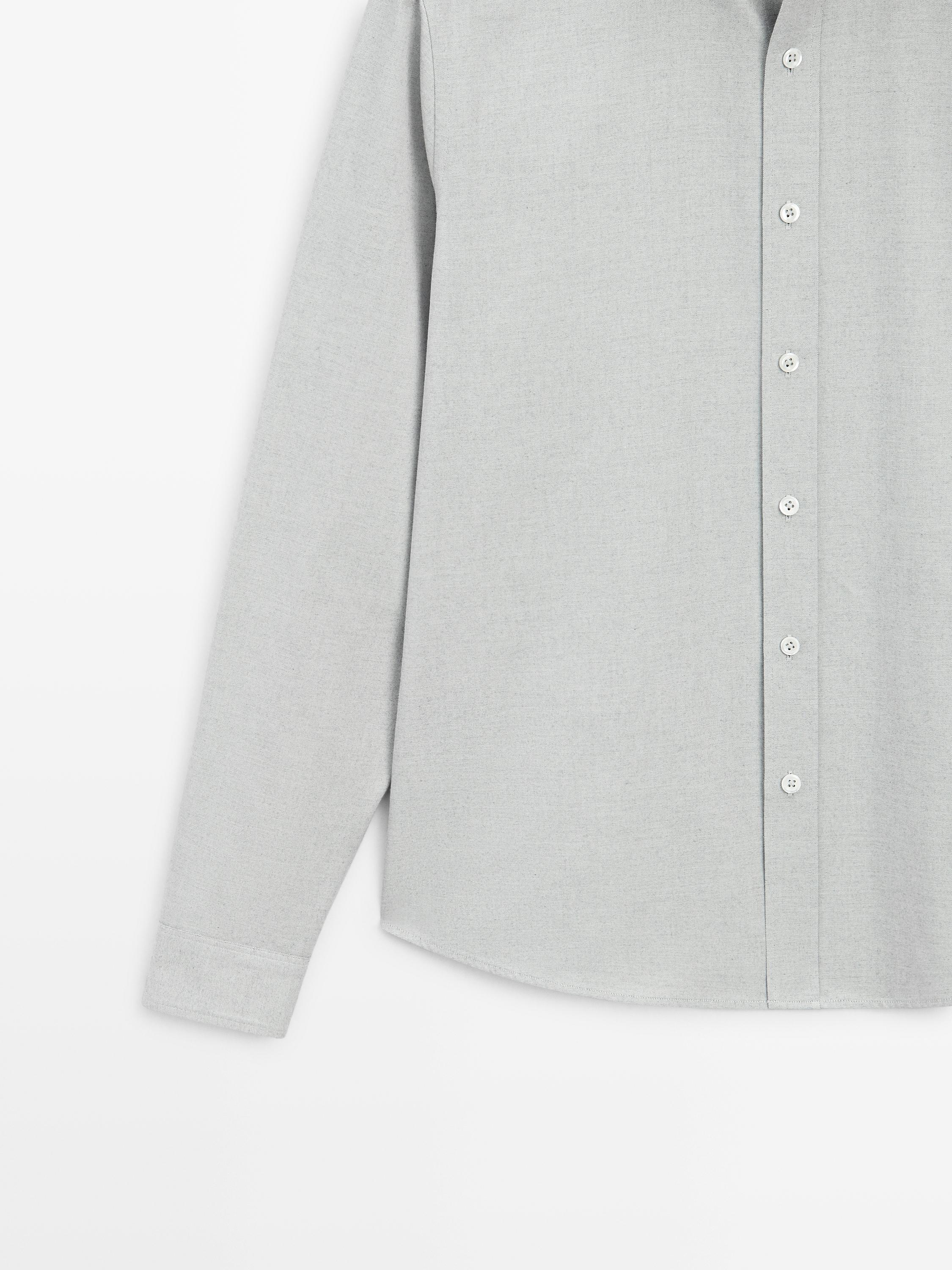 Regular fit cotton blend shirt